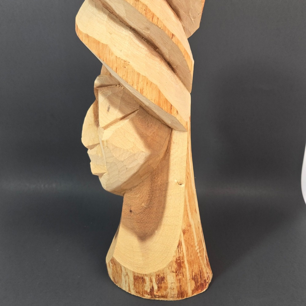 Vintage Winston Nassau Bahamas Hand Carved Wood Bust Sculpture Turban  13.5" - Picture 8 of 14